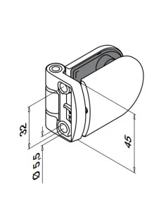 Bisagra para vidrio mod 0281 en acero inoxidable AISI 316 2