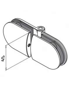 Bisagra para vidrio mod 0283 en acero inoxidable AISI 316 2
