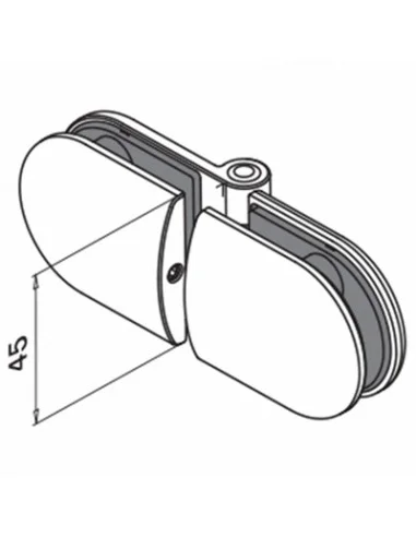 Plano de Bisagra para vidrio mod 0283 en acero inoxidable AISI 316