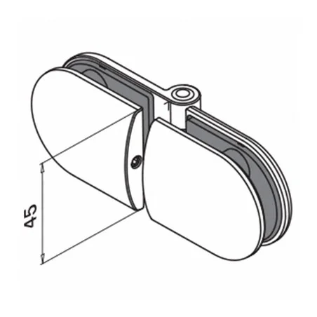 Plano de Bisagra para vidrio mod 0283 en acero inoxidable AISI 316