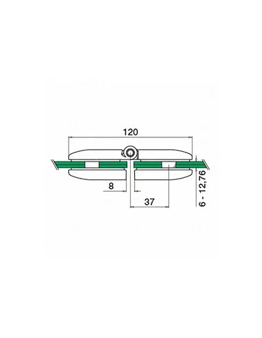 Plano de Bisagra para vidrio mod 0283 en acero inoxidable AISI 316