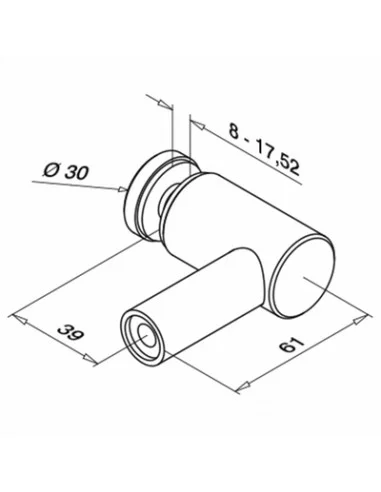 Plano de Adaptador para vidrio en acero inoxidable AISI 316 Mod 0754