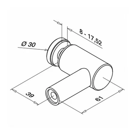 Plano de Adaptador para vidrio en acero inoxidable AISI 316 Mod 0754