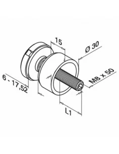 Adaptador para vidrio Ø30mm en acero inoxidable AISI 304/316 Mod 0746 2