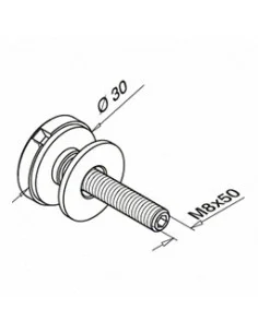 Adaptador para vidrio Ø30mm en acero inoxidable AISI 304/316 Mod 0740 2