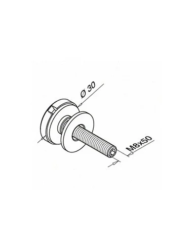Plano de Adaptador para vidrio Ø30mm en acero inoxidable AISI 304/316 Mod 0740