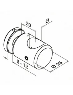 Soporte varilla para vidrio Ø25mm en acero inoxidable AISI 304/316 Mod 0755 2