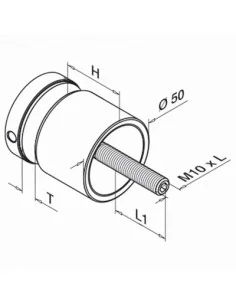 Adaptador para vidrio Ø50mm en acero inoxidable AISI 304/316 Mod 0747 2