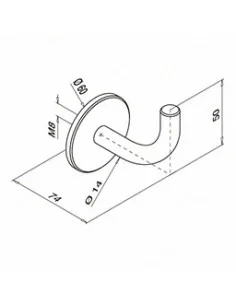 Soporte para pasamanos Modelo 0114 AISI 304 (Soldable) 2