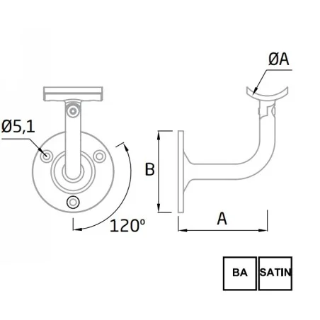 ►Soporte pasamanos de inoxidable regulable SA-410 AISI316 ► Barmet.es