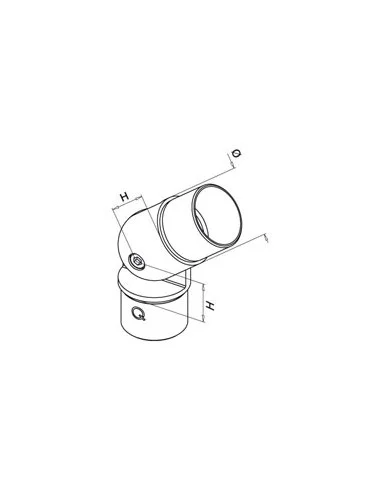 Plano Conector regulable para pasamanos en acero inoxidable redondo