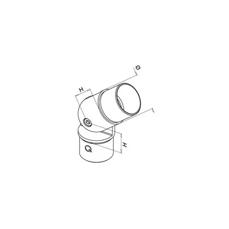 Plano Conector regulable para pasamanos en acero inoxidable redondo