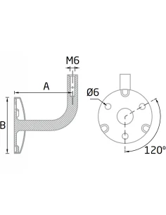 Soporte pasamanos ST-352BA Pared-plano - Barmet 2