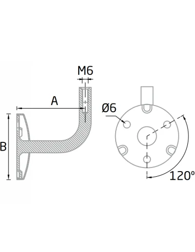 Soporte pasamanos ST-352BA Pared-plano - Barmet