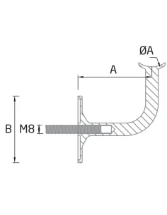 Soporte pasamanos ST-340 Pared-tubo - Barmet 2