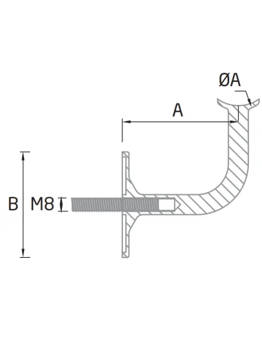 Soporte pasamanos ST-340 Pared-tubo - Barmet