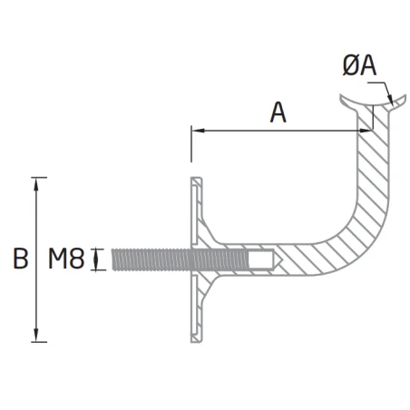 Soporte pasamanos ST-340 Pared-tubo - Barmet