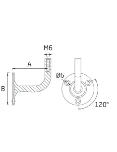 Soporte pasamanos ST351BA Pared-plano - Barmet 2
