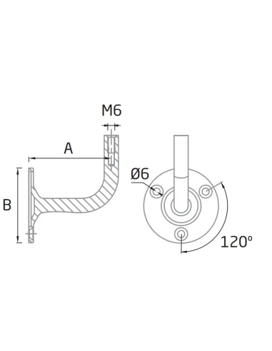 Soporte pasamanos ST351BA Pared-plano - Barmet