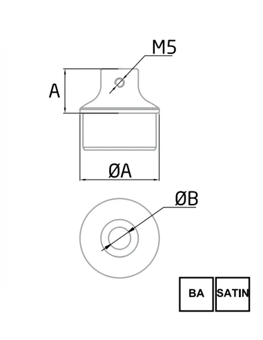 Adaptador para pasamanos de acero inox BF y BG