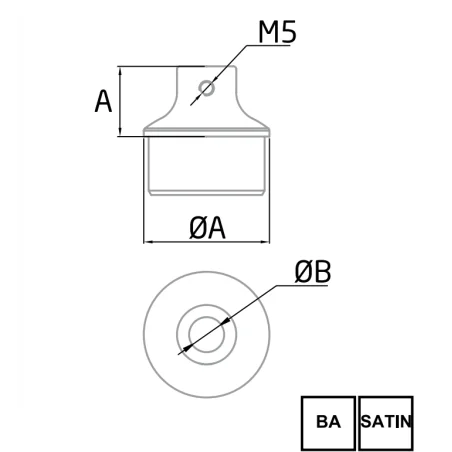 Adaptador para pasamanos de acero inox BF y BG