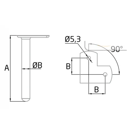 Soporte para pasamanos de acero inoxidable cuadrado o rectangular en esquina