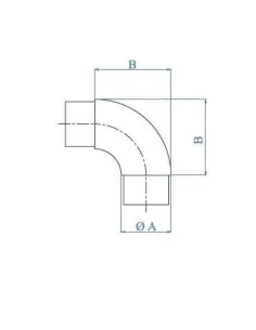 Codo redondo ángulo 90º de acero inoxidable E450 conector para tubo de Ø42,4mm 2