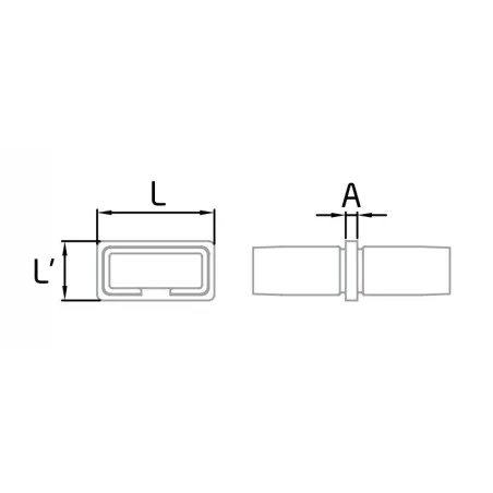 Unión de pasamanos rectangular de acero inoxidable