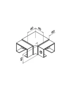 Racor esquina 90º rectangular para tubo perfil U Mod 6343 60x40mm 2