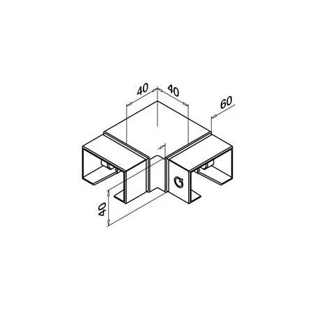 Racor esquina 90º rectangular para tubo perfil U Mod 6343 60x40mm