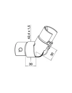 Racor ajustable redondo hacia arriba 25-55º para tubo perfil U 2