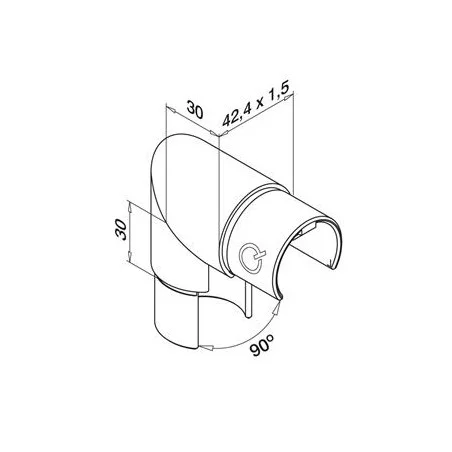Racor para tubo perfil U de acero inoxidable 304 Satinado 6303
