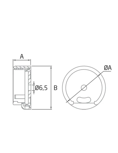 Base a pared AV-605 para pasamanos en perfil U AISI316 Ø42,4mm
