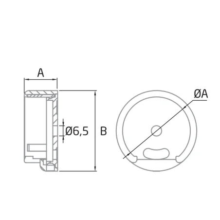 Base a pared AV-605 para pasamanos en perfil U AISI316 Ø42,4mm