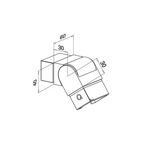 Conector ajustable hacia abajo para perfil U tubo cuadrado - 6302