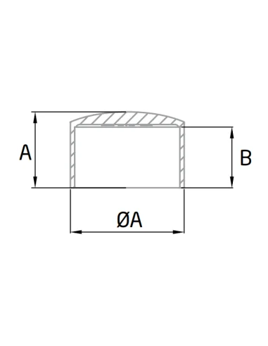 Plano de Terminal plano pasamanos para madera en acero inoxidable AISI-316 Ø45mm TF-513