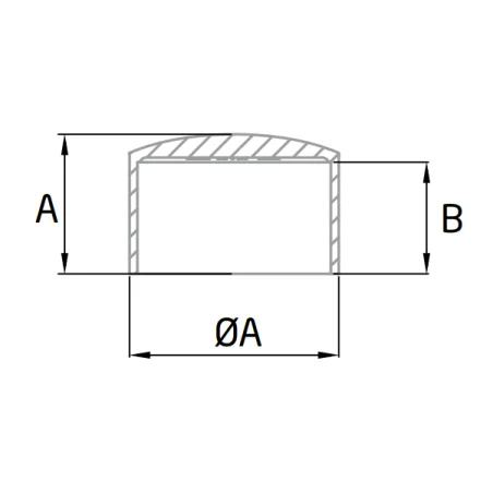 Plano de Terminal plano pasamanos para madera en acero inoxidable AISI-316 Ø45mm TF-513