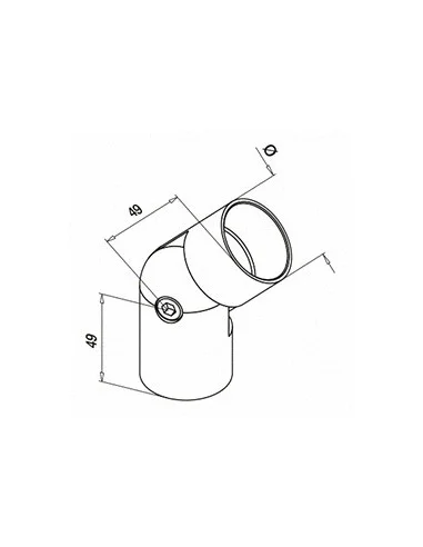 Medidas de Conector pasamanos de madera Mod 0302 AISI 304
