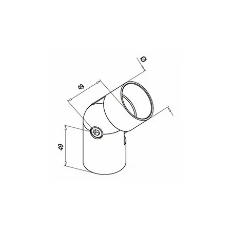 Medidas de Conector pasamanos de madera Mod 0302 AISI 304