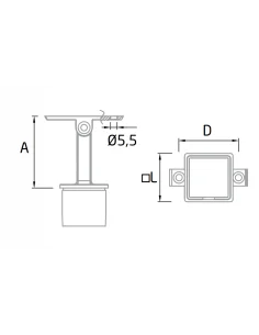 Soporte ajustable para unión de poste de barandillas de acero inoxidable y pasamanos cuadrado o rectangular 2