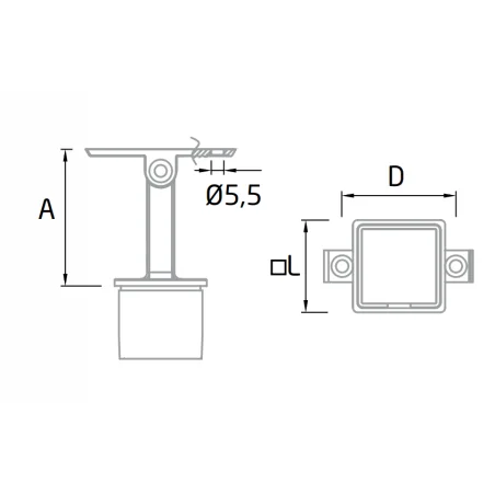 Soporte ajustable para unión de poste de barandillas de acero inoxidable y pasamanos cuadrado o rectangular