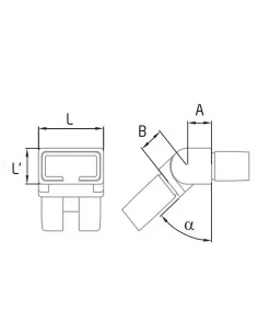 Conector regulable para pasamanos de acero inoxidable rectangular 40x20mm 2
