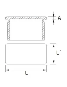 Tapa final para pasamanos de acero inoxidable rectangular 40x20mm 2
