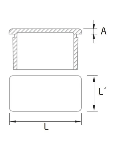 Tapa final para pasamanos de acero inoxidable rectangular 40x20mm