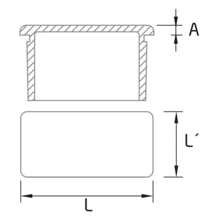 Tapa final para pasamanos de acero inoxidable rectangular 40x20mm