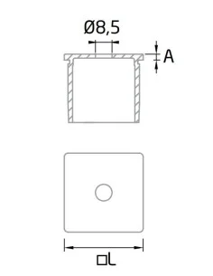 Tapa final para pasamanos de acero inoxidable cuadrado 2