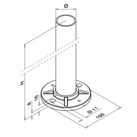 Plano Poste de barandilla 912 de acero inoxidable