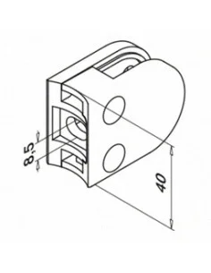 Pinza para vidrio de acero inoxidable para tubo plano modelo 20 2