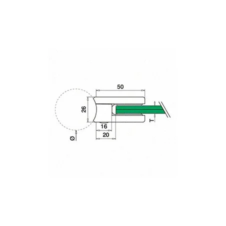 Pinza para vidrio de acero inoxidable para tubo plano modelo 20