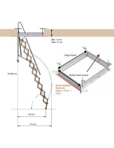 Escaleras Flexa escamoteable a pared